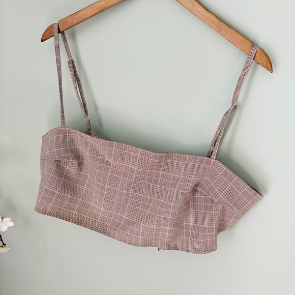 Mocha Check Strappy Zip Back Crop Top NWT Size 2X - Picture 5 of 8